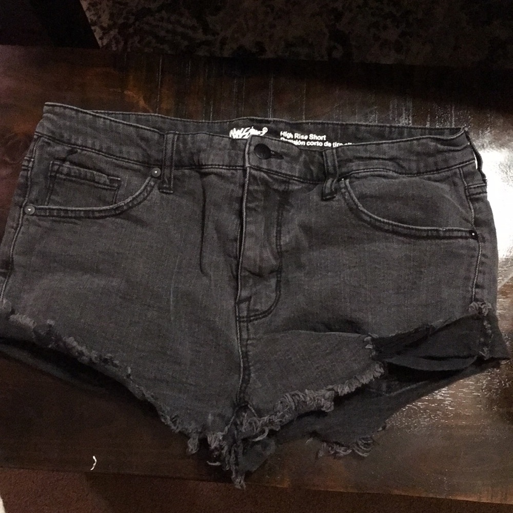 Black denim short shorts